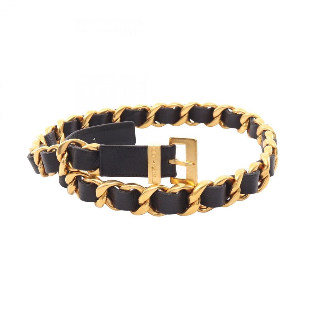 Chanel Logo Chain Belt Ceinture Leather #321252C10B